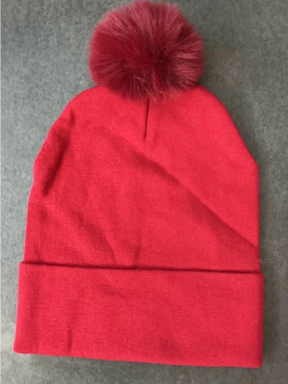 ALO Yoga Kids Red Pom Beanie with Faux Fur Pom